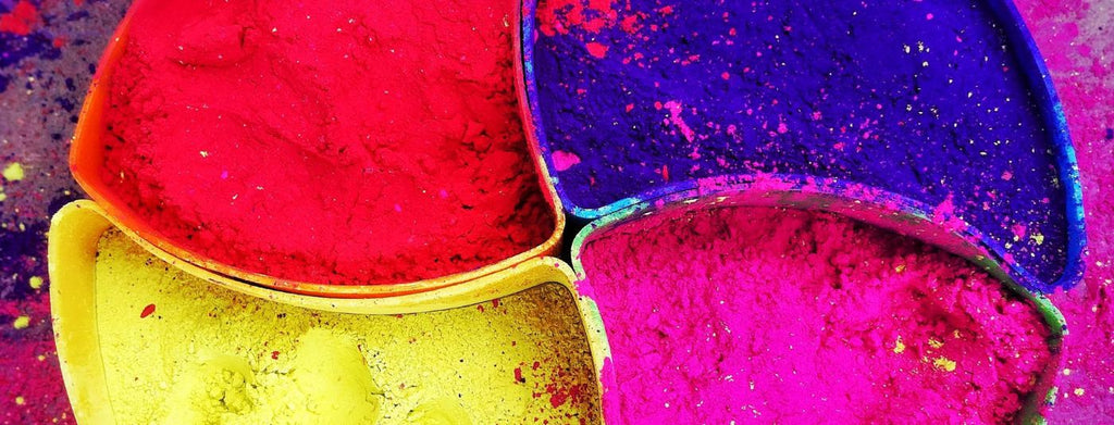 holi paint color powder explosion close up image, hindi celebration  concept, india festivity day Stock Photo